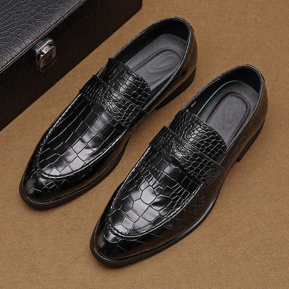 Savona Crocodile-Embossed Faux Leather Loafers