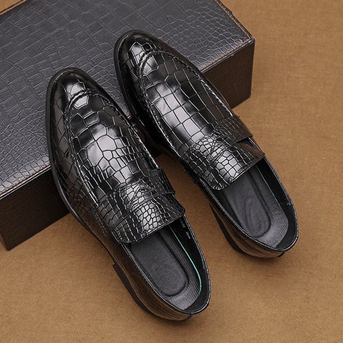 Savona Crocodile-Embossed Faux Leather Loafers