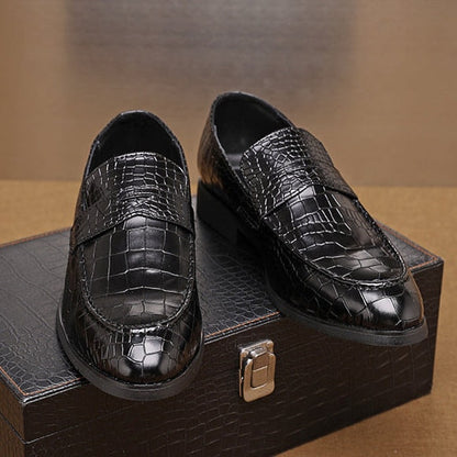 Savona Crocodile-Embossed Faux Leather Loafers