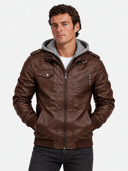 Men's Leather Jacket - Vanda + Free Wallet