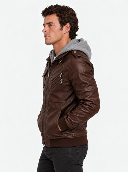 Men's Leather Jacket - Vanda + Free Wallet