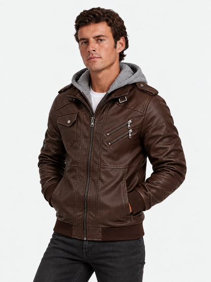 Men's Leather Jacket - Vanda + Free Wallet