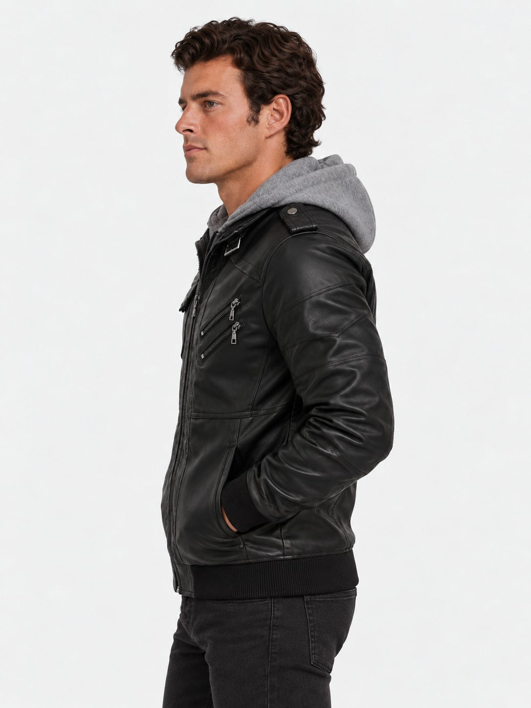 Men's Leather Jacket - Vanda + Free Wallet