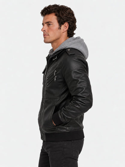 Men's Leather Jacket - Vanda + Free Wallet