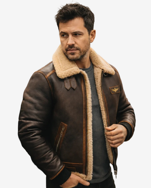 Premium leather Aviator Jacket + Gift
