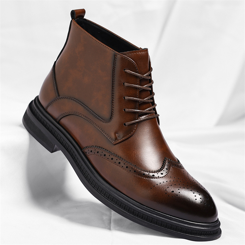 Regency Faux Leather Brogue Boots