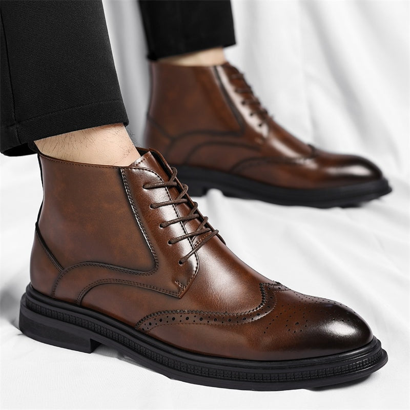 Regency Faux Leather Brogue Boots